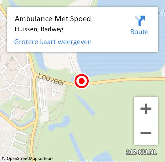 Locatie op kaart van de 112 melding: Ambulance Met Spoed Naar Huissen, Badweg op 24 augustus 2022 16:03