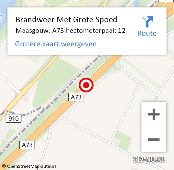 Locatie op kaart van de 112 melding: Brandweer Met Grote Spoed Naar Maasgouw, A73 hectometerpaal: 12 op 24 augustus 2022 16:07