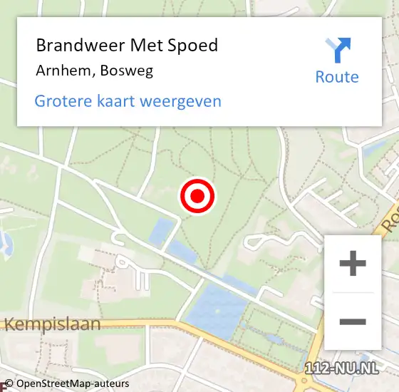 Locatie op kaart van de 112 melding: Brandweer Met Spoed Naar Arnhem, Bosweg op 24 augustus 2022 16:11