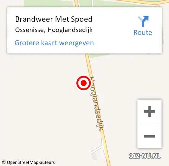 Locatie op kaart van de 112 melding: Brandweer Met Spoed Naar Ossenisse, Hooglandsedijk op 24 augustus 2022 16:19