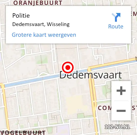 Locatie op kaart van de 112 melding: Politie Dedemsvaart, Wisseling op 24 augustus 2022 16:45