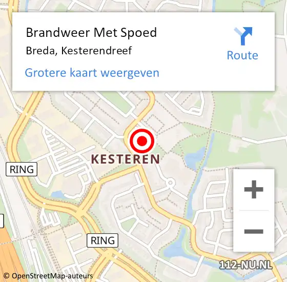 Locatie op kaart van de 112 melding: Brandweer Met Spoed Naar Breda, Kesterendreef op 24 augustus 2022 16:46