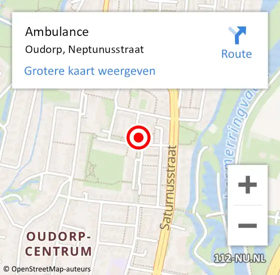 Locatie op kaart van de 112 melding: Ambulance Oudorp, Neptunusstraat op 24 augustus 2022 16:59