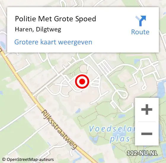 Locatie op kaart van de 112 melding: Politie Met Grote Spoed Naar Haren, Dilgtweg op 24 augustus 2022 17:03