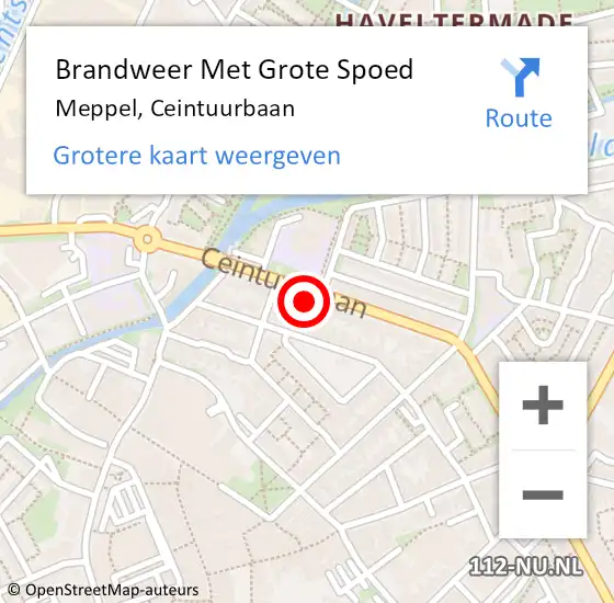 Locatie op kaart van de 112 melding: Brandweer Met Grote Spoed Naar Meppel, Ceintuurbaan op 24 augustus 2022 17:07