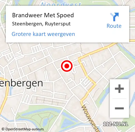 Locatie op kaart van de 112 melding: Brandweer Met Spoed Naar Steenbergen, Ruytersput op 24 augustus 2022 17:08