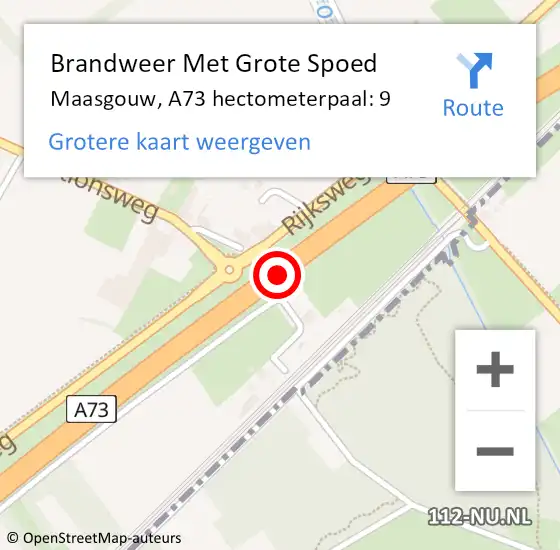 Locatie op kaart van de 112 melding: Brandweer Met Grote Spoed Naar Maasgouw, A73 hectometerpaal: 9 op 24 augustus 2022 17:18