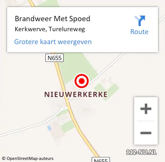 Locatie op kaart van de 112 melding: Brandweer Met Spoed Naar Kerkwerve, Turelureweg op 24 augustus 2022 17:36