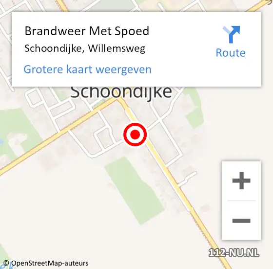 Locatie op kaart van de 112 melding: Brandweer Met Spoed Naar Schoondijke, Willemsweg op 24 augustus 2022 17:44