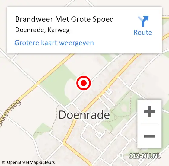 Locatie op kaart van de 112 melding: Brandweer Met Grote Spoed Naar Doenrade, Karweg op 24 augustus 2022 17:44