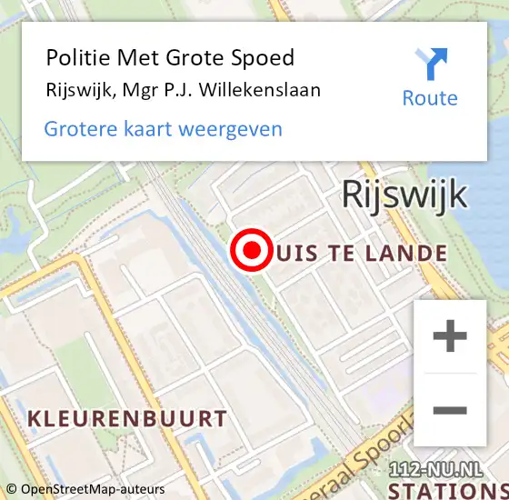 Locatie op kaart van de 112 melding: Politie Met Grote Spoed Naar Rijswijk, Mgr P.J. Willekenslaan op 24 augustus 2022 18:04