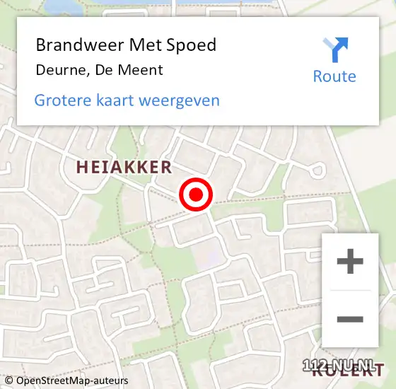 Locatie op kaart van de 112 melding: Brandweer Met Spoed Naar Deurne, De Meent op 24 augustus 2022 18:18