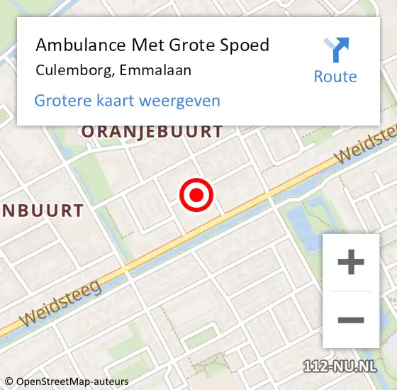 Locatie op kaart van de 112 melding: Ambulance Met Grote Spoed Naar Culemborg, Emmalaan op 24 augustus 2022 18:21