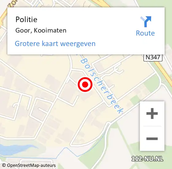 Locatie op kaart van de 112 melding: Politie Goor, Kooimaten op 24 augustus 2022 18:23