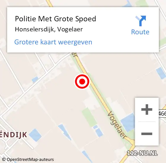 Locatie op kaart van de 112 melding: Politie Met Grote Spoed Naar Honselersdijk, Vogelaer op 24 augustus 2022 18:36