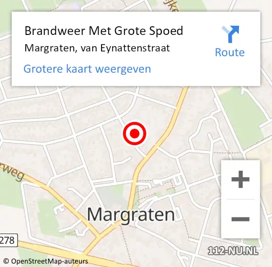 Locatie op kaart van de 112 melding: Brandweer Met Grote Spoed Naar Margraten, van Eynattenstraat op 24 augustus 2022 18:44