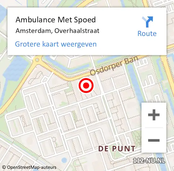 Locatie op kaart van de 112 melding: Ambulance Met Spoed Naar Amsterdam, Overhaalstraat op 24 augustus 2022 18:53