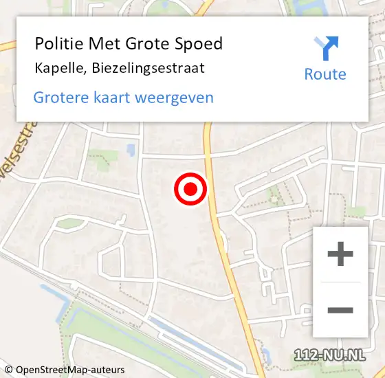 Locatie op kaart van de 112 melding: Politie Met Grote Spoed Naar Kapelle, Biezelingsestraat op 24 augustus 2022 18:54