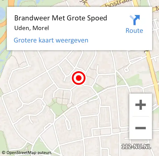 Locatie op kaart van de 112 melding: Brandweer Met Grote Spoed Naar Uden, Morel op 24 augustus 2022 19:10