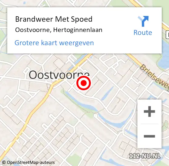 Locatie op kaart van de 112 melding: Brandweer Met Spoed Naar Oostvoorne, Hertoginnenlaan op 24 augustus 2022 19:20