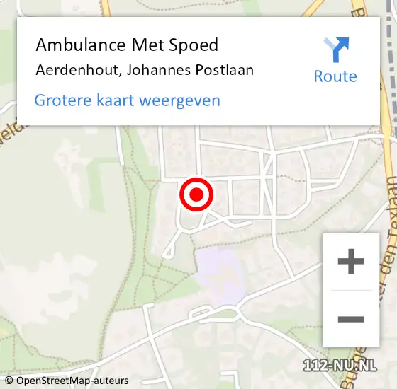 Locatie op kaart van de 112 melding: Ambulance Met Spoed Naar Aerdenhout, Johannes Postlaan op 24 augustus 2022 19:26