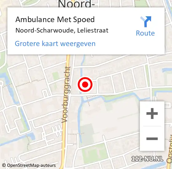 Locatie op kaart van de 112 melding: Ambulance Met Spoed Naar Noord-Scharwoude, Leliestraat op 24 augustus 2022 19:36