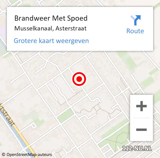 Locatie op kaart van de 112 melding: Brandweer Met Spoed Naar Musselkanaal, Asterstraat op 24 augustus 2022 19:43