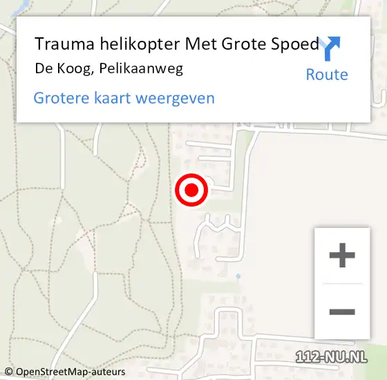 Locatie op kaart van de 112 melding: Trauma helikopter Met Grote Spoed Naar De Koog, Pelikaanweg op 24 augustus 2022 19:50