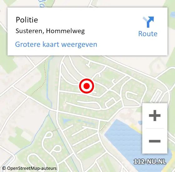 Locatie op kaart van de 112 melding: Politie Susteren, Hommelweg op 24 augustus 2022 19:56