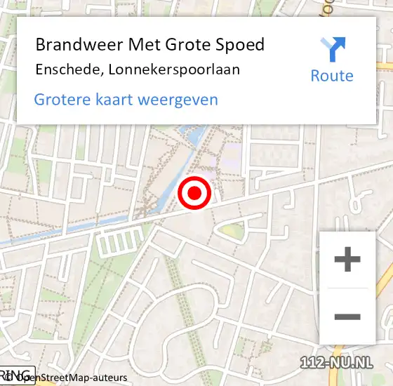 Locatie op kaart van de 112 melding: Brandweer Met Grote Spoed Naar Enschede, Lonnekerspoorlaan op 24 augustus 2022 20:37