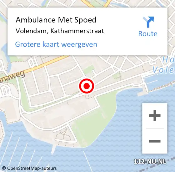 Locatie op kaart van de 112 melding: Ambulance Met Spoed Naar Volendam, Kathammerstraat op 24 augustus 2022 21:04