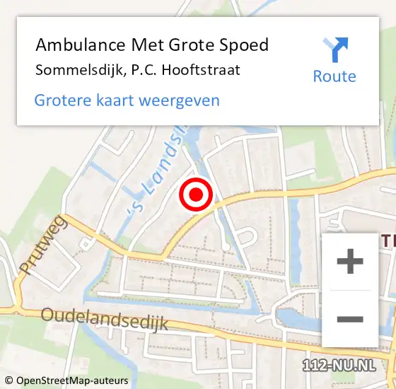 Locatie op kaart van de 112 melding: Ambulance Met Grote Spoed Naar Sommelsdijk, P.C. Hooftstraat op 24 augustus 2022 21:22