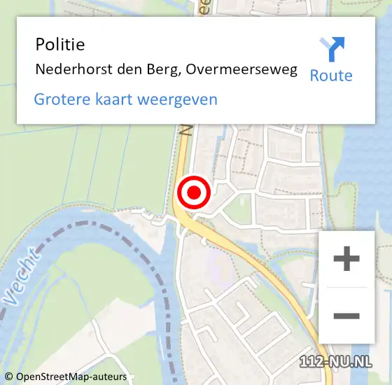Locatie op kaart van de 112 melding: Politie Nederhorst den Berg, Overmeerseweg op 24 augustus 2022 21:37