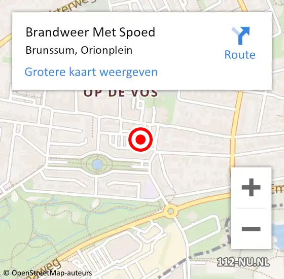 Locatie op kaart van de 112 melding: Brandweer Met Spoed Naar Brunssum, Orionplein op 24 augustus 2022 21:37