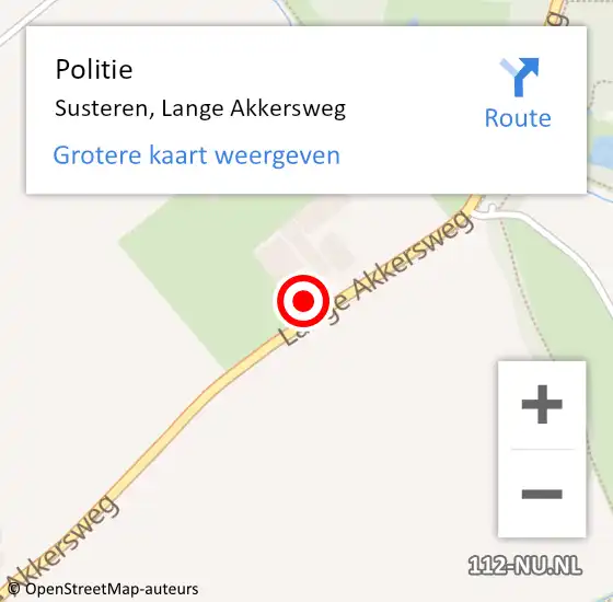 Locatie op kaart van de 112 melding: Politie Susteren, Lange Akkersweg op 24 augustus 2022 21:42
