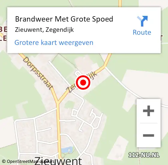 Locatie op kaart van de 112 melding: Brandweer Met Grote Spoed Naar Zieuwent, Zegendijk op 24 augustus 2022 21:47