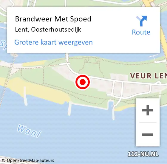 Locatie op kaart van de 112 melding: Brandweer Met Spoed Naar Lent, Oosterhoutsedijk op 24 augustus 2022 22:04