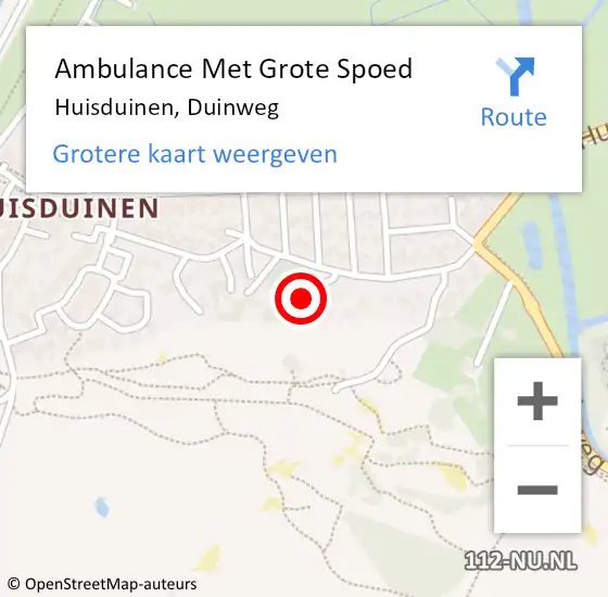 Locatie op kaart van de 112 melding: Ambulance Met Grote Spoed Naar Huisduinen, Duinweg op 24 augustus 2022 22:46