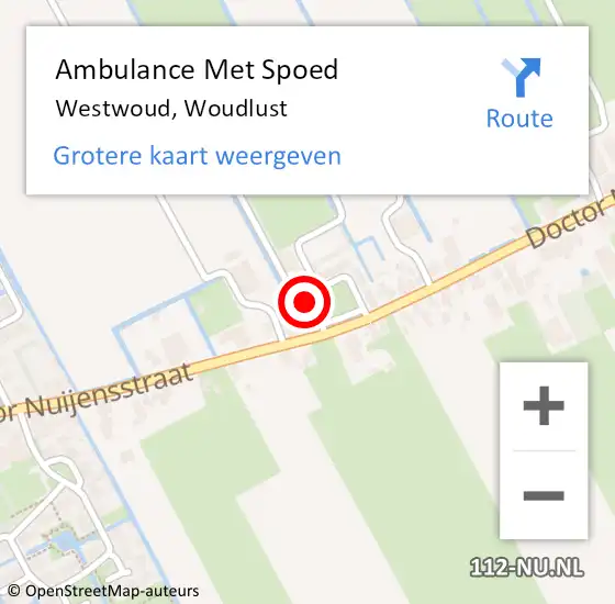 Locatie op kaart van de 112 melding: Ambulance Met Spoed Naar Westwoud, Woudlust op 27 juli 2014 14:41