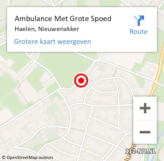 Locatie op kaart van de 112 melding: Ambulance Met Grote Spoed Naar Haelen, Nieuwenakker op 27 juli 2014 14:44