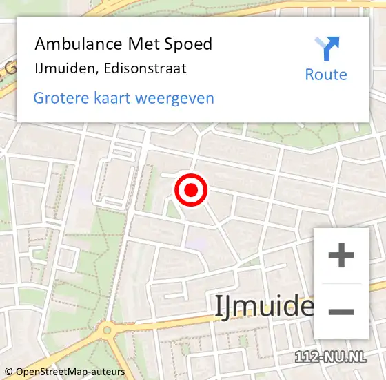 Locatie op kaart van de 112 melding: Ambulance Met Spoed Naar IJmuiden, Edisonstraat op 25 augustus 2022 00:40