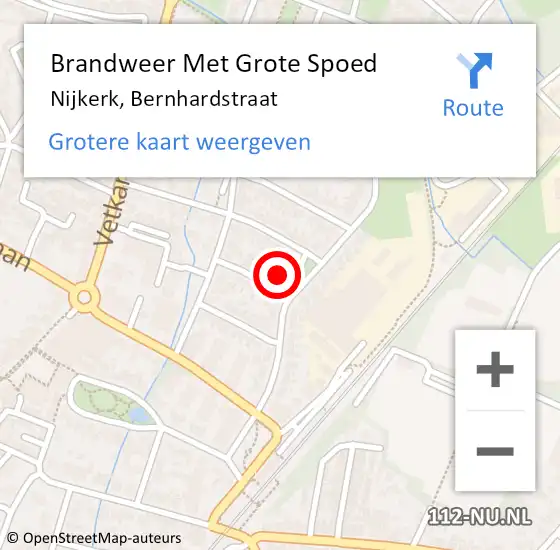 Locatie op kaart van de 112 melding: Brandweer Met Grote Spoed Naar Nijkerk, Bernhardstraat op 25 augustus 2022 01:23