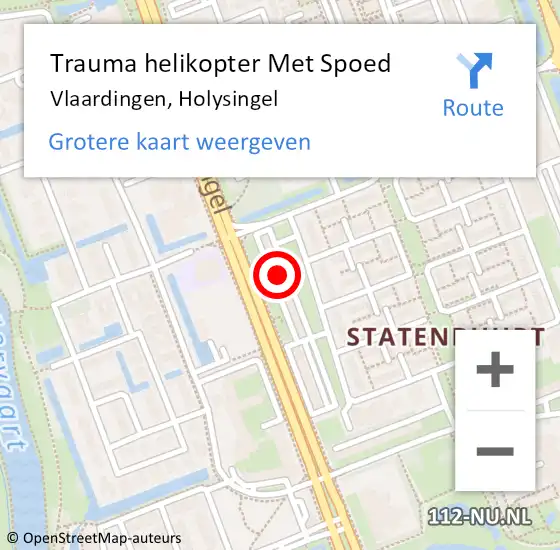 Locatie op kaart van de 112 melding: Trauma helikopter Met Spoed Naar Vlaardingen, Holysingel op 25 augustus 2022 01:34