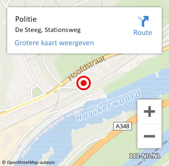 Locatie op kaart van de 112 melding: Politie De Steeg, Stationsweg op 27 juli 2014 14:53