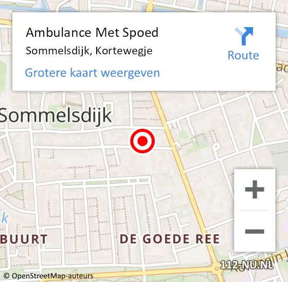 Locatie op kaart van de 112 melding: Ambulance Met Spoed Naar Sommelsdijk, Kortewegje op 25 augustus 2022 01:49
