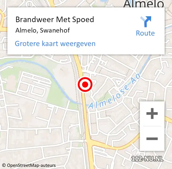 Locatie op kaart van de 112 melding: Brandweer Met Spoed Naar Almelo, Swanehof op 25 augustus 2022 01:54