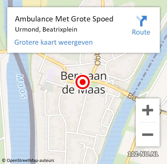 Locatie op kaart van de 112 melding: Ambulance Met Grote Spoed Naar Urmond, Beatrixplein op 27 juli 2014 14:59