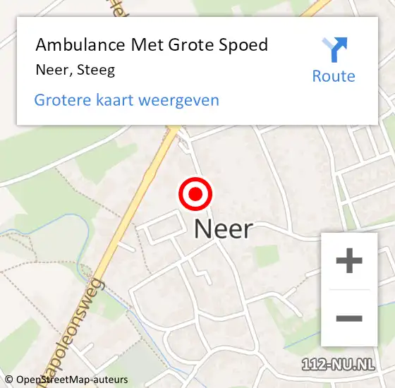 Locatie op kaart van de 112 melding: Ambulance Met Grote Spoed Naar Neer, Steeg op 27 juli 2014 15:03