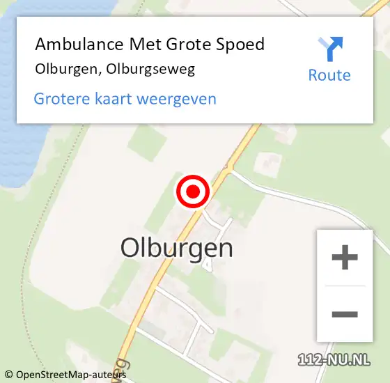 Locatie op kaart van de 112 melding: Ambulance Met Grote Spoed Naar Olburgen, Olburgseweg op 27 juli 2014 15:05