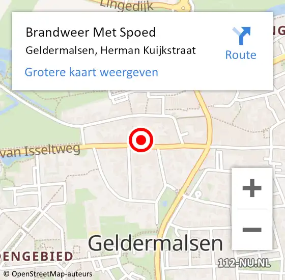 Locatie op kaart van de 112 melding: Brandweer Met Spoed Naar Geldermalsen, Herman Kuijkstraat op 25 augustus 2022 07:23